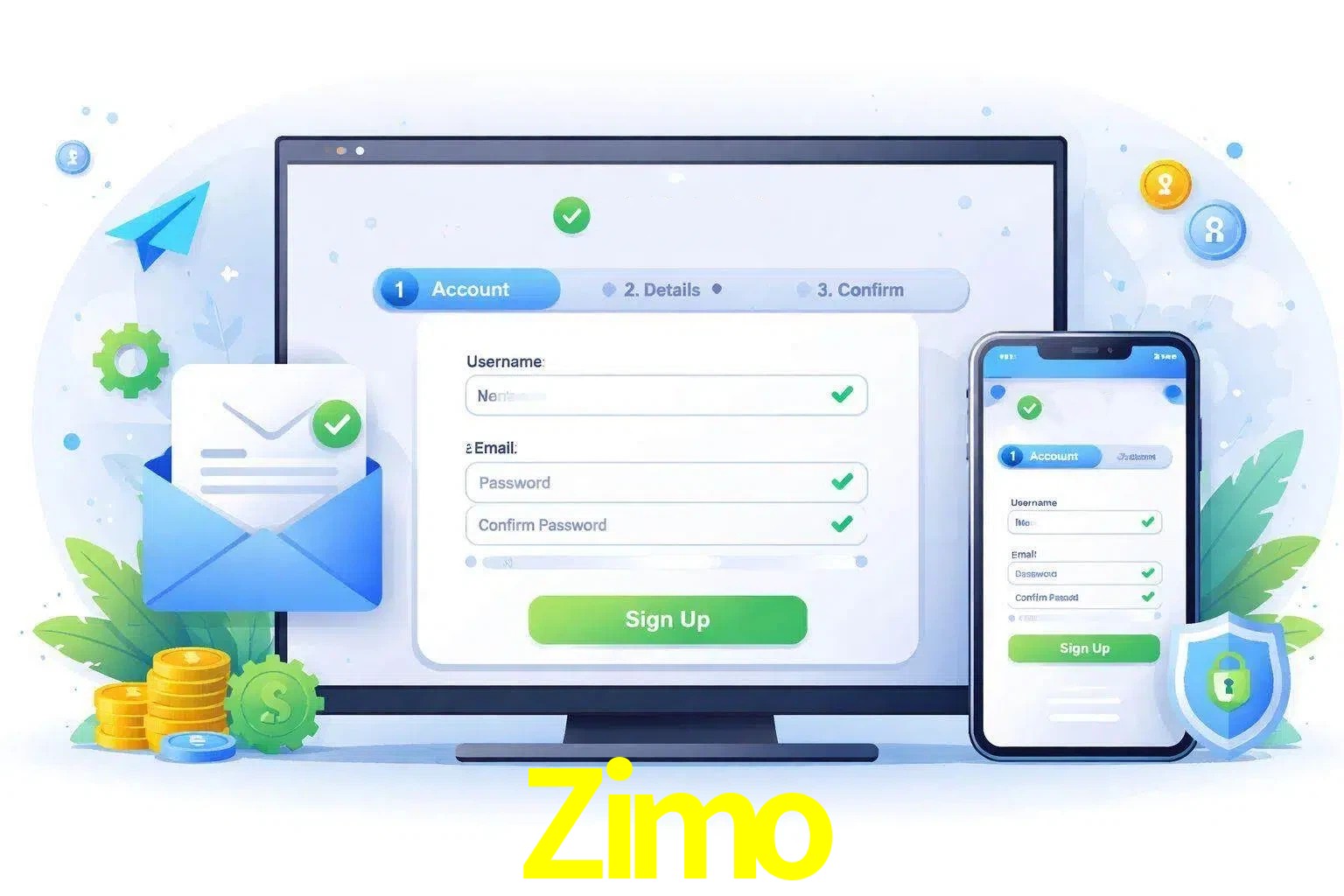 Registro de nuevo usuario y configuración de cuenta Zimo